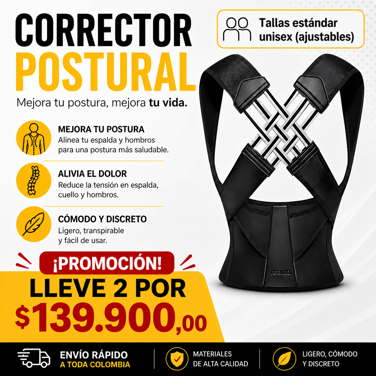CHALECO CORRECTOR DE POSTURA PREMIUM AJUSTABLE